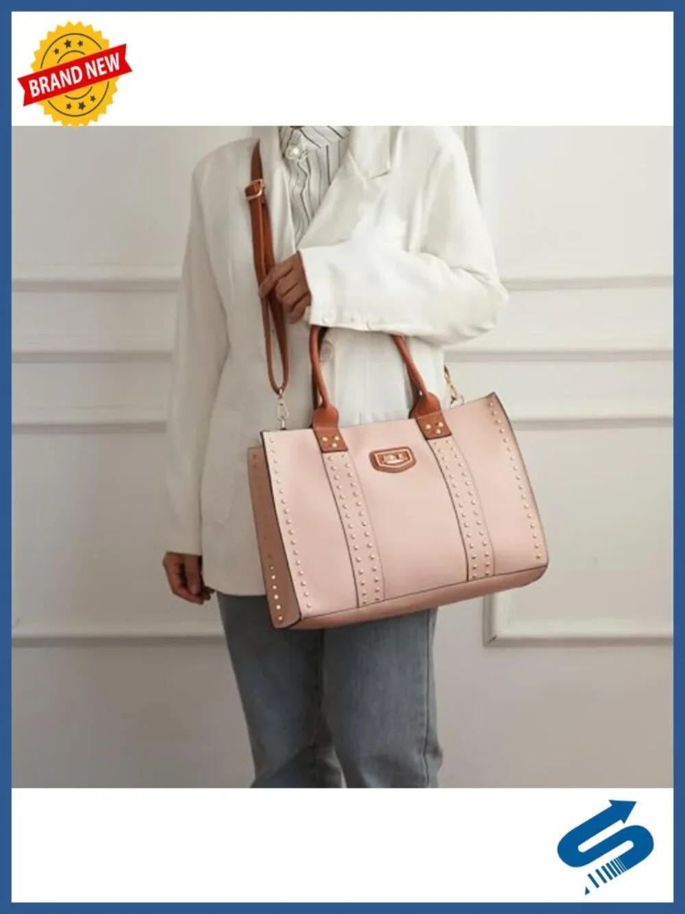Vegan Leather Tote Bag for Women Crossbody Satchel Purse with Wallet